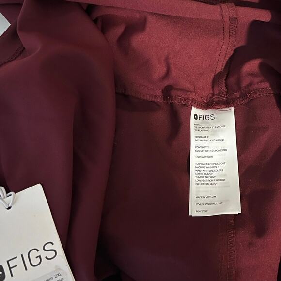 NWT Figs Zamora Maternity Scrub Pants Jogger XXL Tall Burgundy Red New - Picture 3 of 9